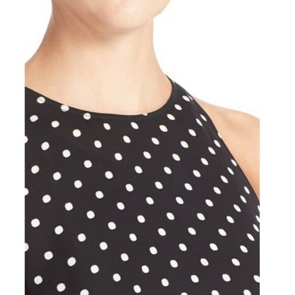 Theory Adlerdale Haze Polka Dot 100% Silk High-Low Dress, Black/Ivory Size 6 - Picture 2 of 6